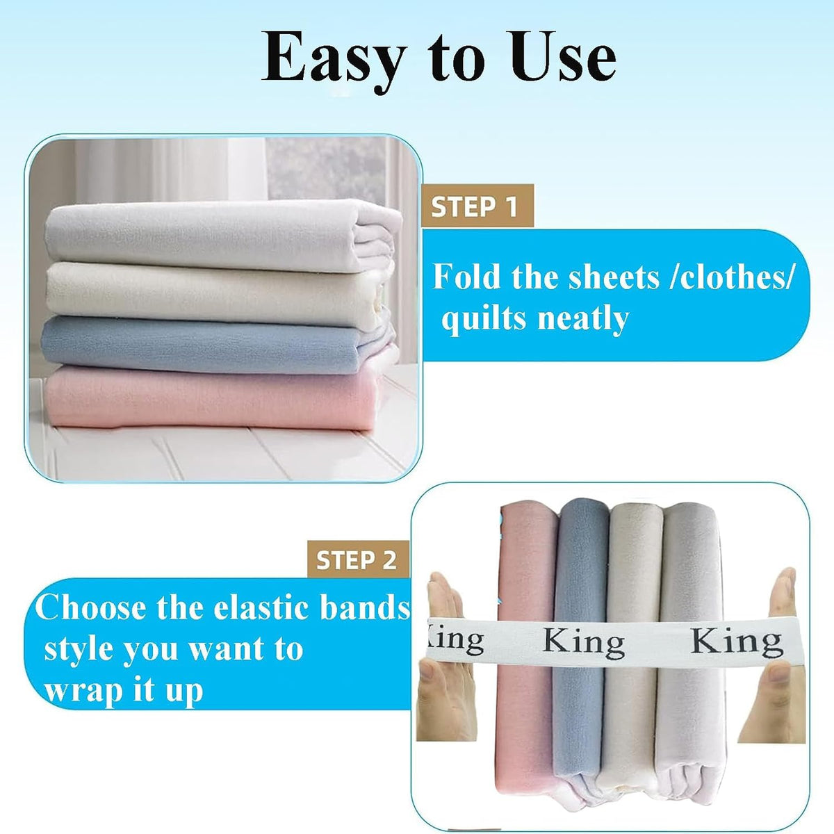 LinenID Sheet Organizer Bands — 8 Pack