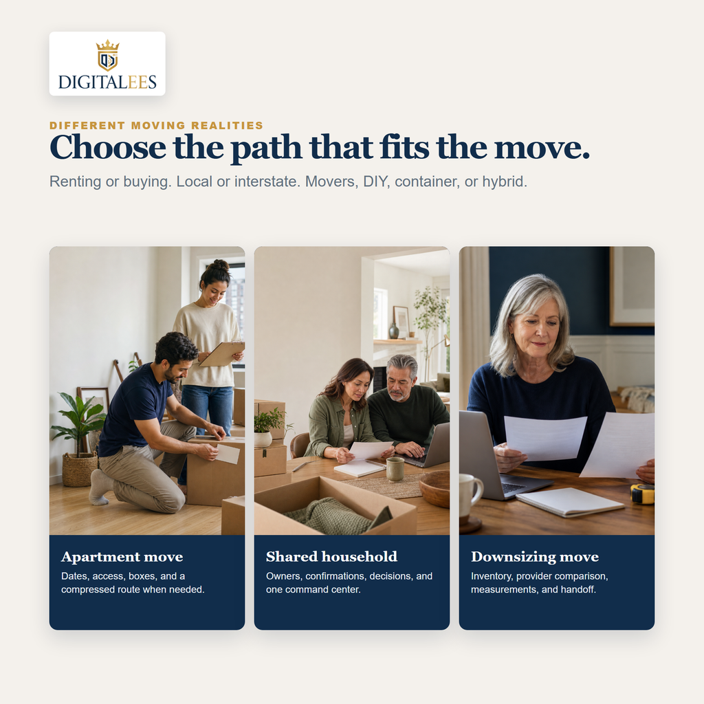 The Moving Reset planner for apartment moves, shared households, and downsizing moves