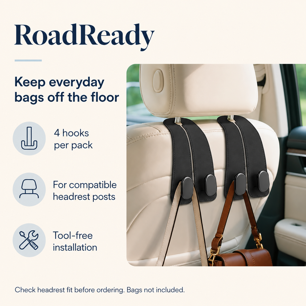RoadReady Headrest Hooks — 4 Pack